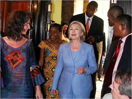 Secretary Clinton at a town hall meeting in the Democratic Republic of Congo