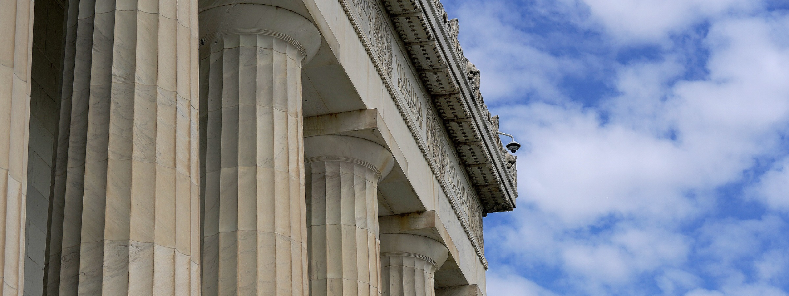 A close-up view of the Lincoln Memorial.